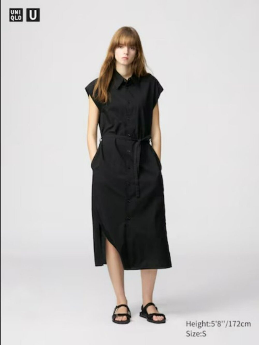 UNIQLO U Black Button-Up Shirt (Belt Included)
